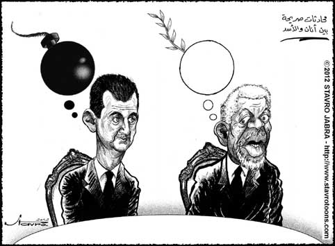 stavro-L'missaire de l'ONU et de la Ligue arabe pour la Syrie Kofi Annan  s'entretient avec le prsident syrien Bachar el-Assad
