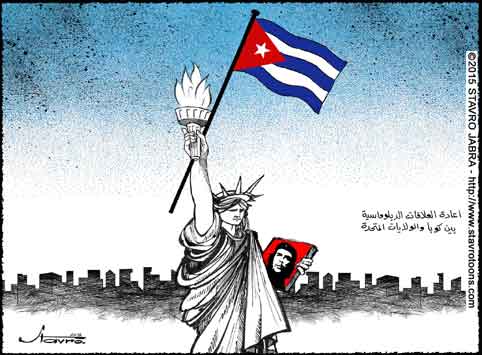 stavro-Aprs 54 ans, le drapeau cubain flotte de nouveau  Washington.