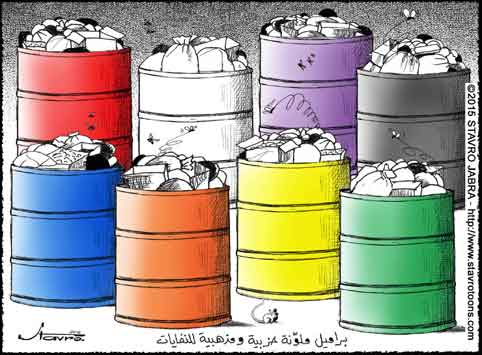 stavro-Les poubelles de couleur sur le tri des dchets au Liban.