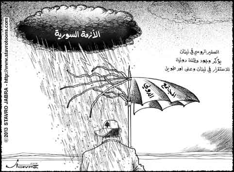 stavro- Selon l'ambassadeur de Russie au Liban Alexander Zasypkin: La stabilit du Liban sous parapluie international.