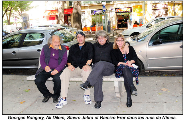 Georges Bahgory, Ali Dilem, Stavro Jabra et Ramize Erer dans les rues de Nmes.